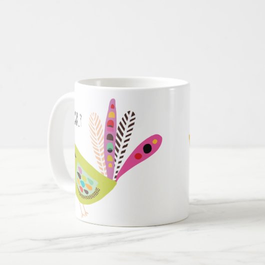 Mug Coloré moderne Oiseau précoce  (Devant gauche)