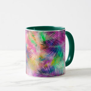 Mug Coloré Multicolor Tropical Palm Feuille