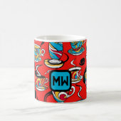 Mug Coloré, pop art, images café, monogramme (Centre)