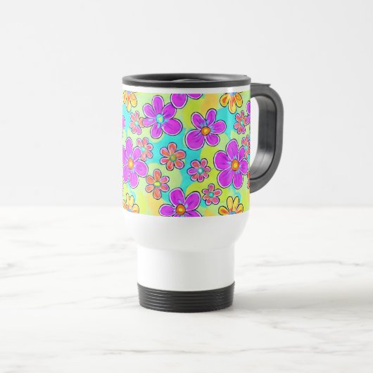 Mug coloré Retro Daisy (Devant droit)