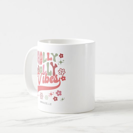 Mug Coloré Retro Super Holly Jolly Vibes (Devant gauche)