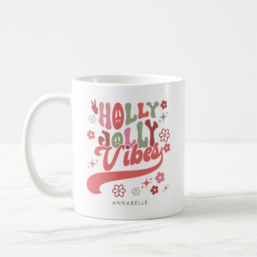 Mug Coloré Retro Super Holly Jolly Vibes (Gauche)