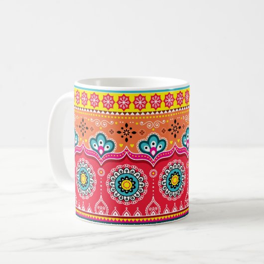 Mug Coloré tribal ethnique sans couture motif (Devant gauche)