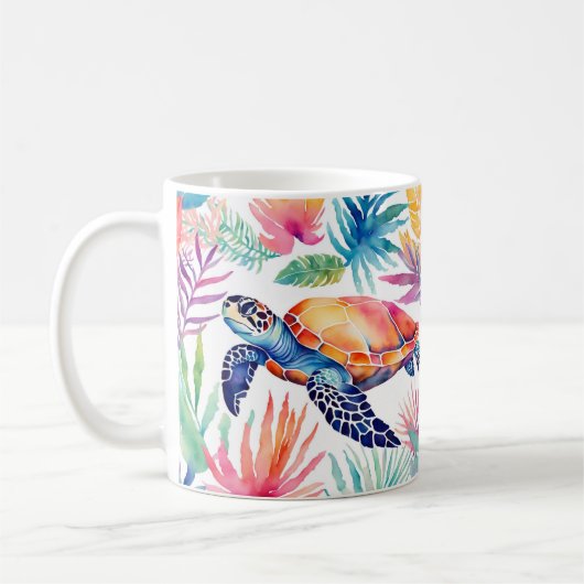 Mug Coloré Tropical Seaturtle Vie marine océanique (Gauche)