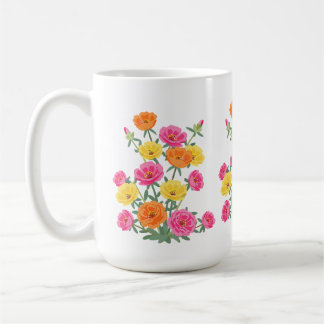 Mug Colorful Abstract Moss Rose Flower Botanical Art