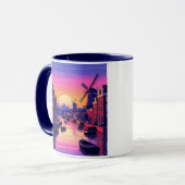 Mug Colorful Amsterdam Sunset – Dutch Canal & Windmill (Devant gauche)