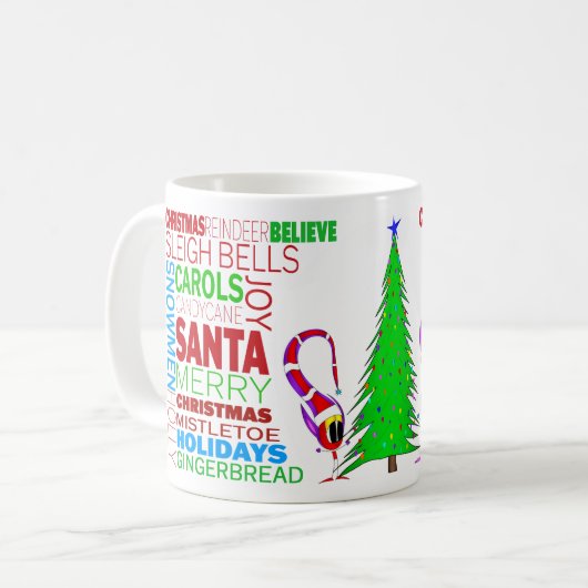 Mug Colorful Christmas Cartoon Word Art (Devant gauche)