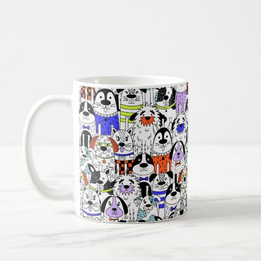 Mug Colorful Dog Crowd Pattern Medium Gift Bag (Gauche)