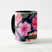 Mug Colorful Floral Peony Vibrant Fleurs vives Nom (Devant gauche)