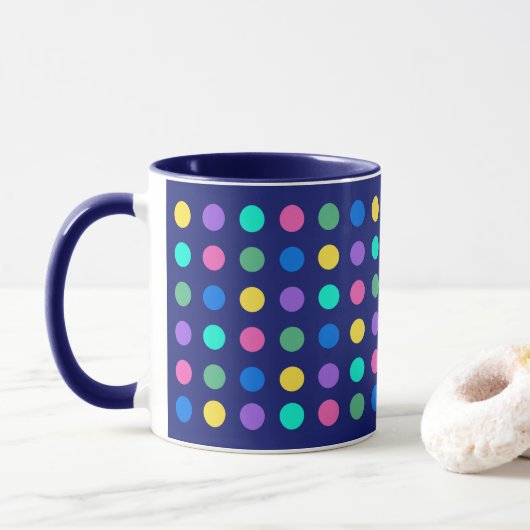 Mug Colorful Geometric Dots Drinkware Design - (Avec donut)