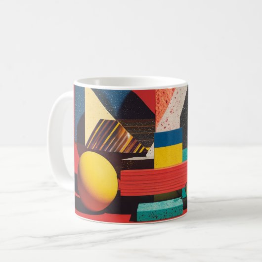 Mug Colorful Geometric Shapes on Red Background (Devant gauche)