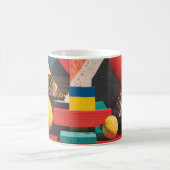 Mug Colorful Geometric Shapes on Red Background (Centre)