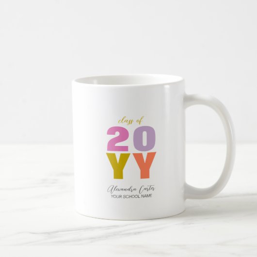Mug Colorful Graduation Année Nom personnalisé Cadeau (Droite)