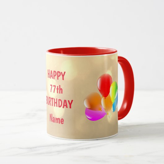 Mug Colorful Happy 77th Birthday Personnalisé (Devant droit)