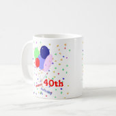 Mug Colorful Joyeux 40e Anniversaire Ballons (Devant gauche)