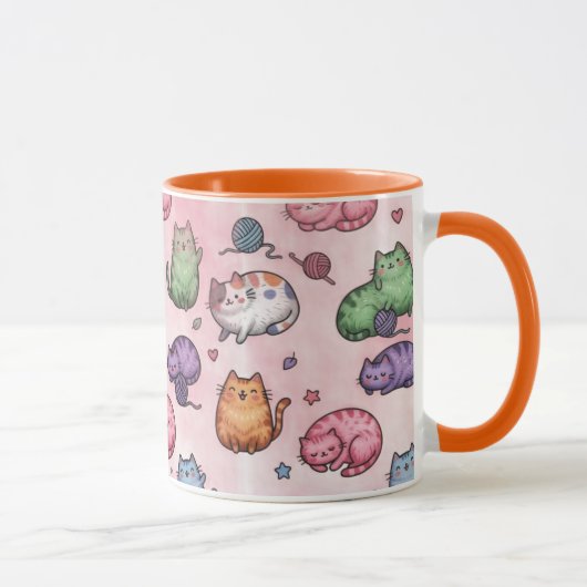 Mug Colorful Kawaii Chubby Cats Pattern (Droite)