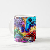 Mug Colorful Neon Joysticks Pattern (Devant gauche)