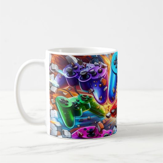Mug Colorful Neon Joysticks Pattern (Gauche)