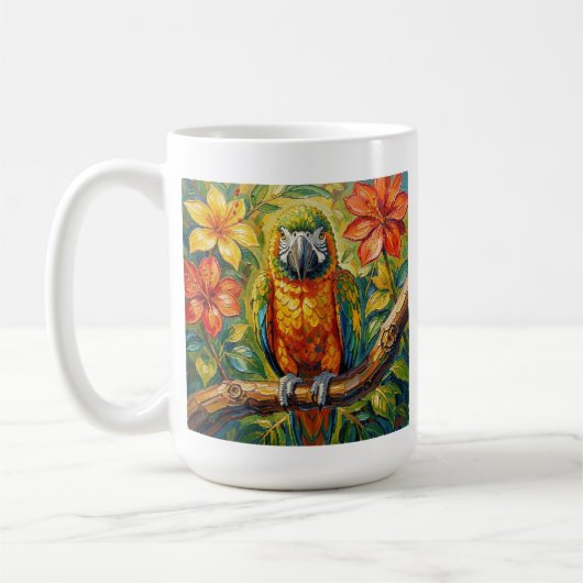 Mug Colorful Parrot and Tropical Flower Personalized (Gauche)