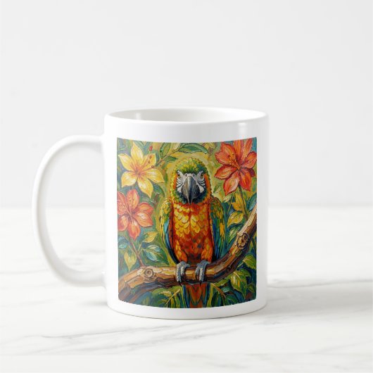 Mug Colorful Parrot and Tropical Flower Personalized (Gauche)
