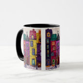 Mug Colorful Patchwork Houses Textile Art (Devant gauche)