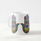 Mug Colorful Petals Leaves Hamsa Sapphire Third Eye (Devant gauche)