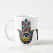 Mug Colorful Petals Leaves Hamsa Sapphire Third Eye (Gauche)