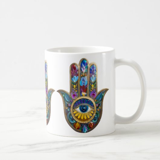 Mug Colorful Petals Leaves Hamsa Sapphire Third Eye (Droite)