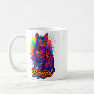Mug Colorful Pop Art Bengale dessin de chat