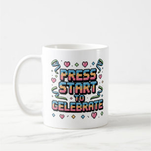 Mug Colorful Retro Pixel Appuyer sur Start Gamer Celeb