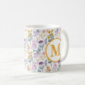 Mug Colorful Spring Flower Watercolor Pattern Monogram (Devant droit)