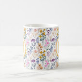 Mug Colorful Spring Flower Watercolor Pattern Monogram (Centre)
