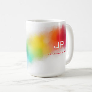 Mug Coloris Abstraits Arc-en-ciel Élégant Monogramme