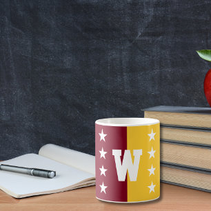 Mug Coloris College Maroon & Or Monogramme