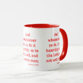 Mug Colossiens 3:23 KJV Bible Verse Deux Tons (Devant droit)