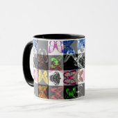Mug Colourful Butterfly Plaid Tartan Check Design (Devant gauche)