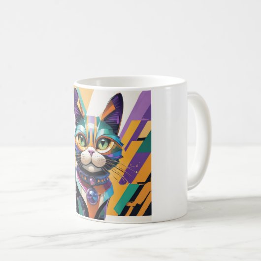 Mug Colourful Cat Face Abstract Art (Devant droit)