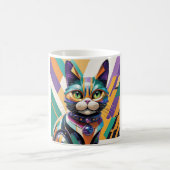 Mug Colourful Cat Face Abstract Art (Centre)