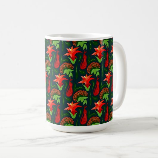 Mug Colourful Exotic Flowers Leaves Pattern-23187 (Devant droit)