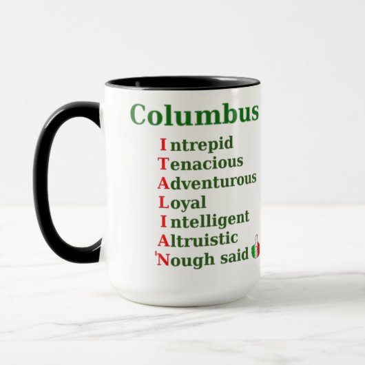 Mug Columbus était ITALIEN (Gauche)