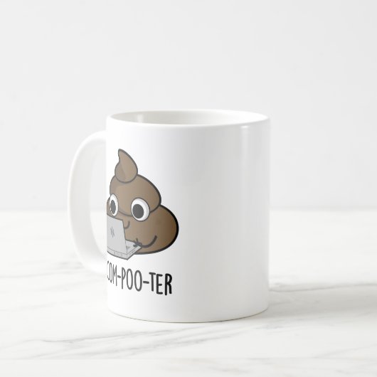 Mug Com-poo-ter Funny Computer Poop Pun (Devant gauche)