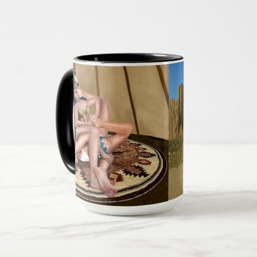 MUG COMBAT DANS UN TEEPEE (Devant gauche)