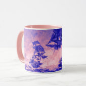Mug COMBAT DE NAVIRE PIRATE / bleu violet (Devant gauche)