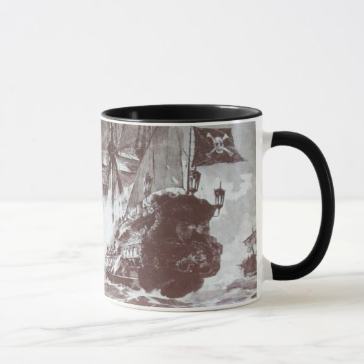 MUG COMBAT DE NAVIRE PIRATE EN NOIR (Droite)