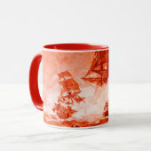 MUG COMBAT DE NAVIRE PIRATE EN ROUGE (Devant gauche)