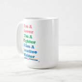 Mug Combattant Amoureux Écrivain Créatif Auteur Devise (Devant gauche)