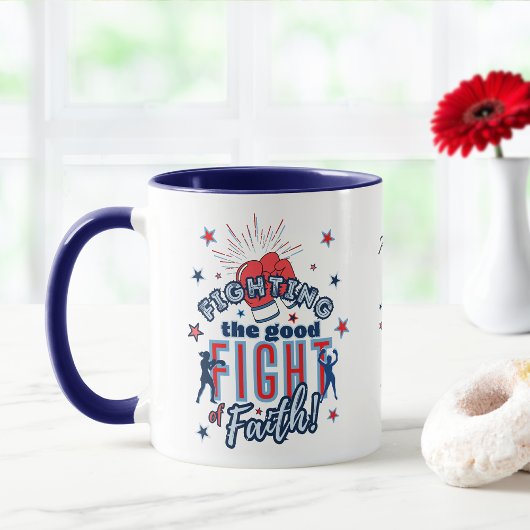 Mug Combattre le bon combat de la foi Red Blue Winner