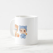 Mug Combinaison de jumeaux bébé ours chat (Devant gauche)