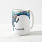 Mug Combinaison de plongée bleue Scuba Cat avec votre (Devant droit)