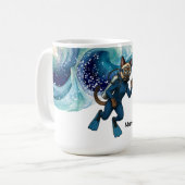 Mug Combinaison de plongée bleue Scuba Cat avec votre (Devant gauche)